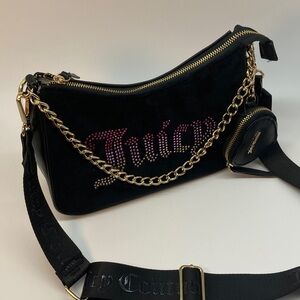 Juicy Couture Black Shoulder Bag with Gold Accents